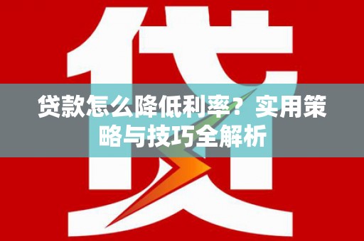 新蔡贷款怎么降低利率？实用策略与技巧全解析